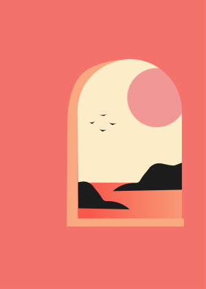 Illustration | Couché de soleil à la mer